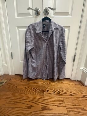 H&M Men’s Light Gray and White Checked Dress Shirt